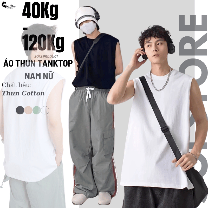 40-105kg Áo Sát Nách/Ba Lỗ Tanktop Thời Trang Sói Bigsize Unisex Thun Cổ Tròn Form Rộng - MÃ 11