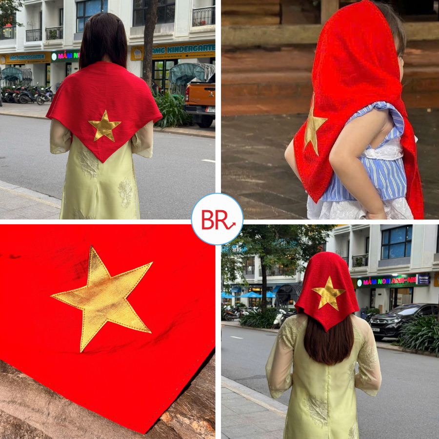 Khăn Yêu Nước Sao Vàng Cờ Tổ Quốc 2 Lớp – Khăn Sao Nhũ Vải Đỏ Cổ Vũ 30/4, Quốc Khánh 2/9 Tự Hào Việt Nam 02792-2