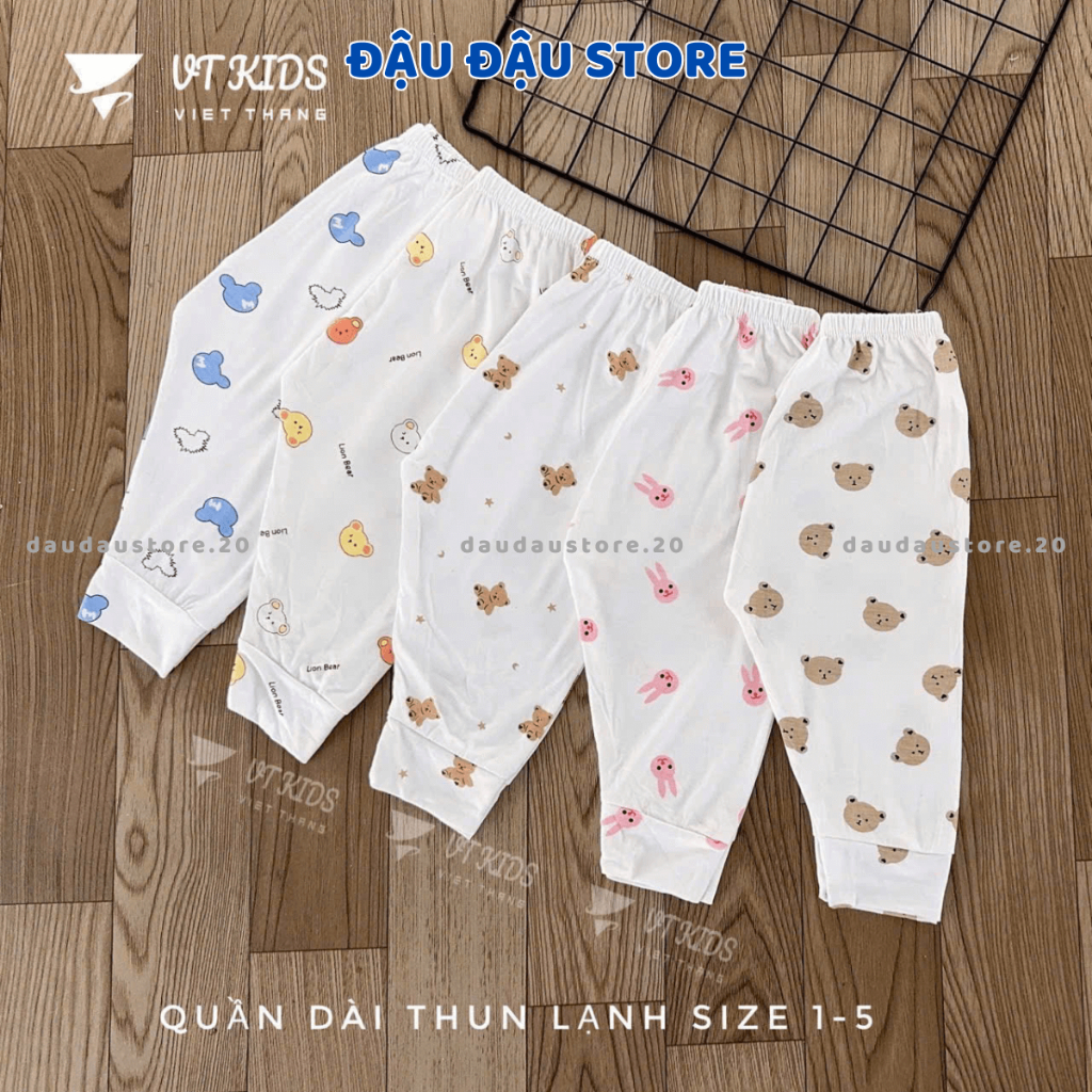 Set 10 Quần Dài Quần Chục Đáp Đũng Thun Lạnh Sơ Sinh Cho Bé Gái Trai Bỏ Bỉm 3-9kg Vải Thun Lạnh [QL005] Đậu Đậu Store