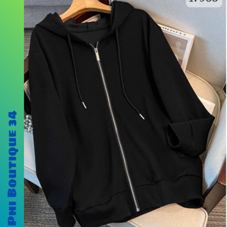  Áo Khoác Hoodie Unisex Nỉ Bông Cap Cấp Trơn Có Dây Kéo Mũ Chùm Dành Cho Boy Phố Chất Phi 34 