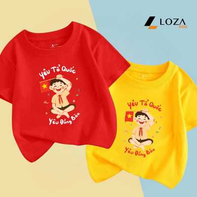 Áo thun bé trai Yêu Tổ Quốc - Yêu đồng bào size từ 15-40kg - Áo phông trẻ em nam Loza Kids- Mã AT3174