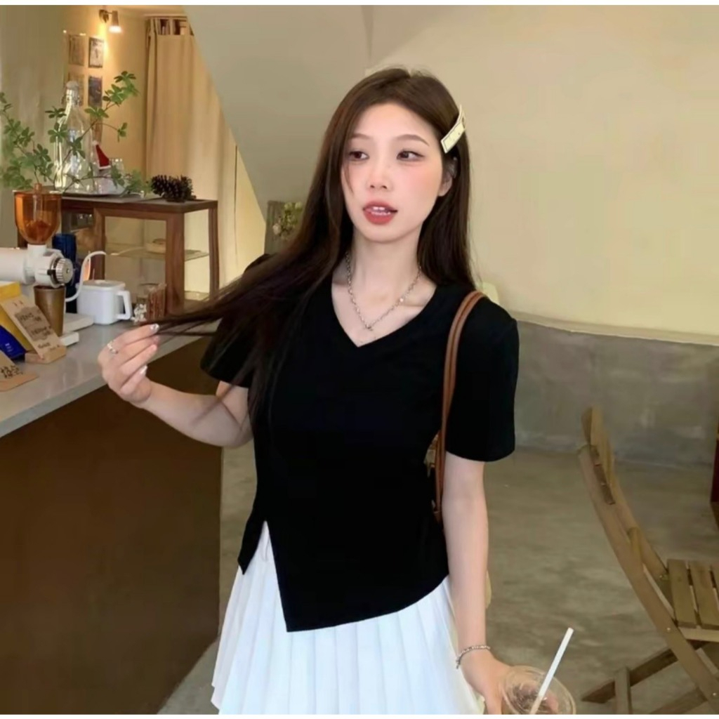 Áo thun nữ xẻ tà sườn - Áo  nữ dáng ôm body tay ngắn chất thun cotton mềm mại trẻ trung phong cách -MA214 MANILA | BigBuy360 - bigbuy360.vn