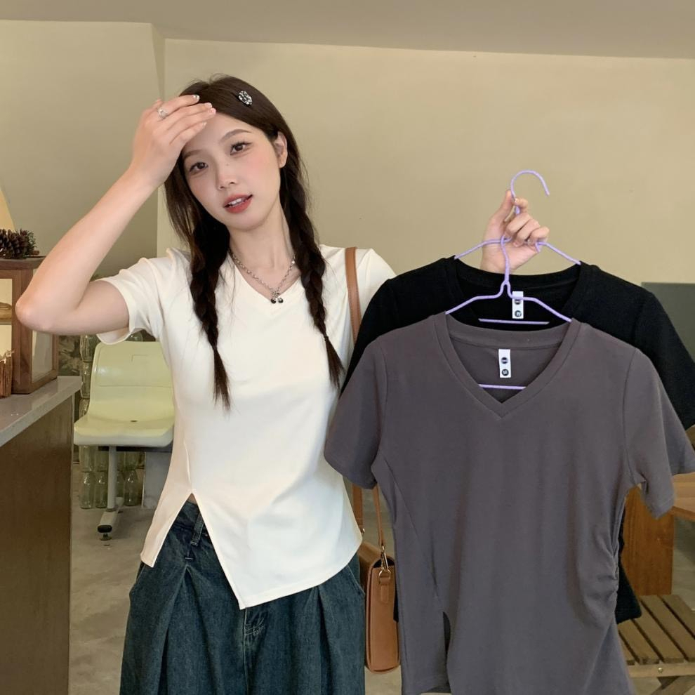 Áo thun nữ xẻ tà sườn - Áo  nữ dáng ôm body tay ngắn chất thun cotton mềm mại trẻ trung phong cách -MA214 MANILA | BigBuy360 - bigbuy360.vn