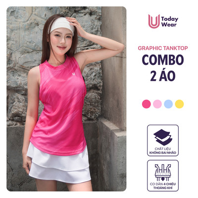 Combo 2 áo ba lỗ nữ Graphic Tanktop áo chạy gym yoga thể thao dáng rộng thấm hút thoải mái Today U Wear