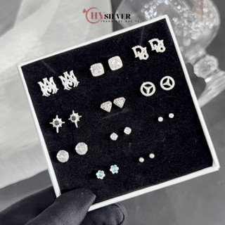 (Link 2) BST Bông tai bạc nam nữ đeo được đính đá bạc thật