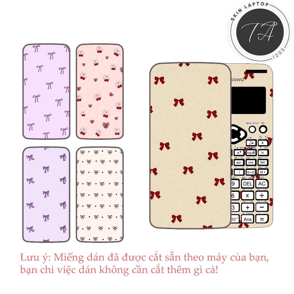 Miếng dán Decal máy tính Casio fx570/ fx580/ fx880/... in hình Nơ Ribon ver 5