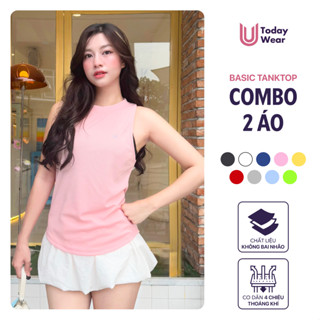 Combo 2 áo thể thao Basic Tank Top ba lỗ nữ khoác ngoài tập gym dáng rộng mặc thoải mái Today U Wear