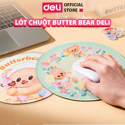 Lót Chuột Máy Tính Butter Bear Deli, Miếng Lót Chuột Pad Chuột Hình Dễ Thương Chống Nước Dùng Trong Văn Phòng