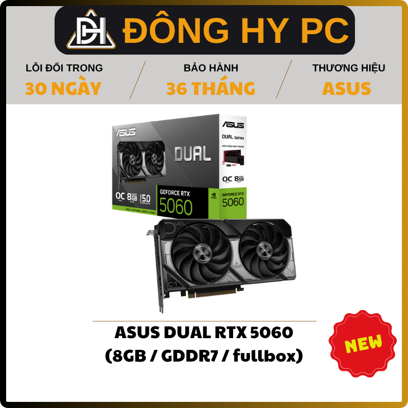 VGA card màn hình ASUS DUAL RTX 5060 8GB NEW