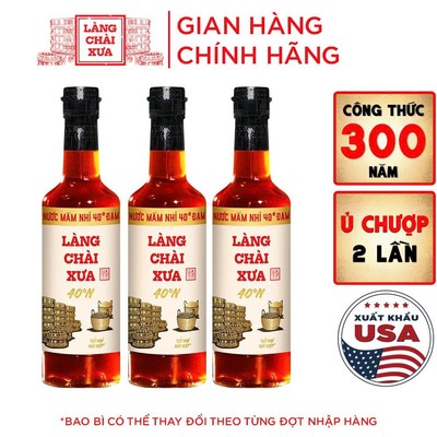 [Combo 3 chai] Nước mắm nhỉ Làng Chài Xưa độ đạm 40N nhãn vàng chai thủy tinh 500ml ủ chượp 2 lần