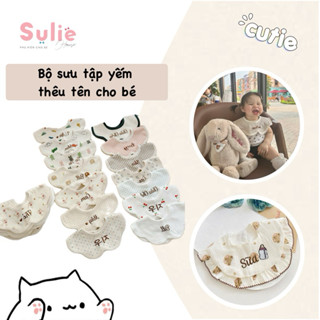 Yếm Thêu Tên Bé Theo Yêu Cầu – Yếm Cổ Cotton Xô Hàn Quốc, Êm Mềm, Thấm Hút Tốt