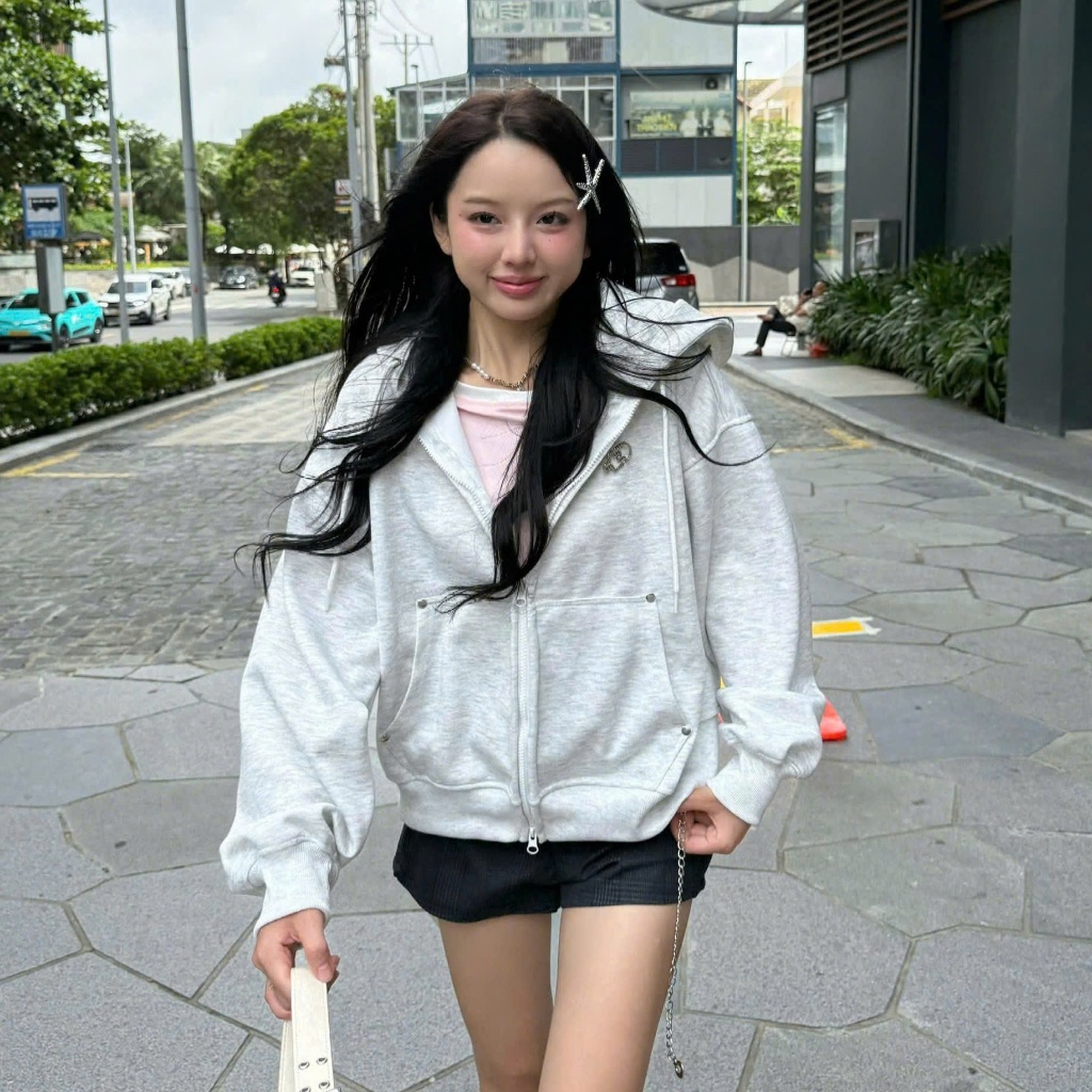 Calem.Club - Áo khoác nỉ Hoodie zip ChillPop chất vải nỉ 2 da có túi trong Boxy form rộng unisex nam nữ -có kèm ghim cài | BigBuy360 - bigbuy360.vn