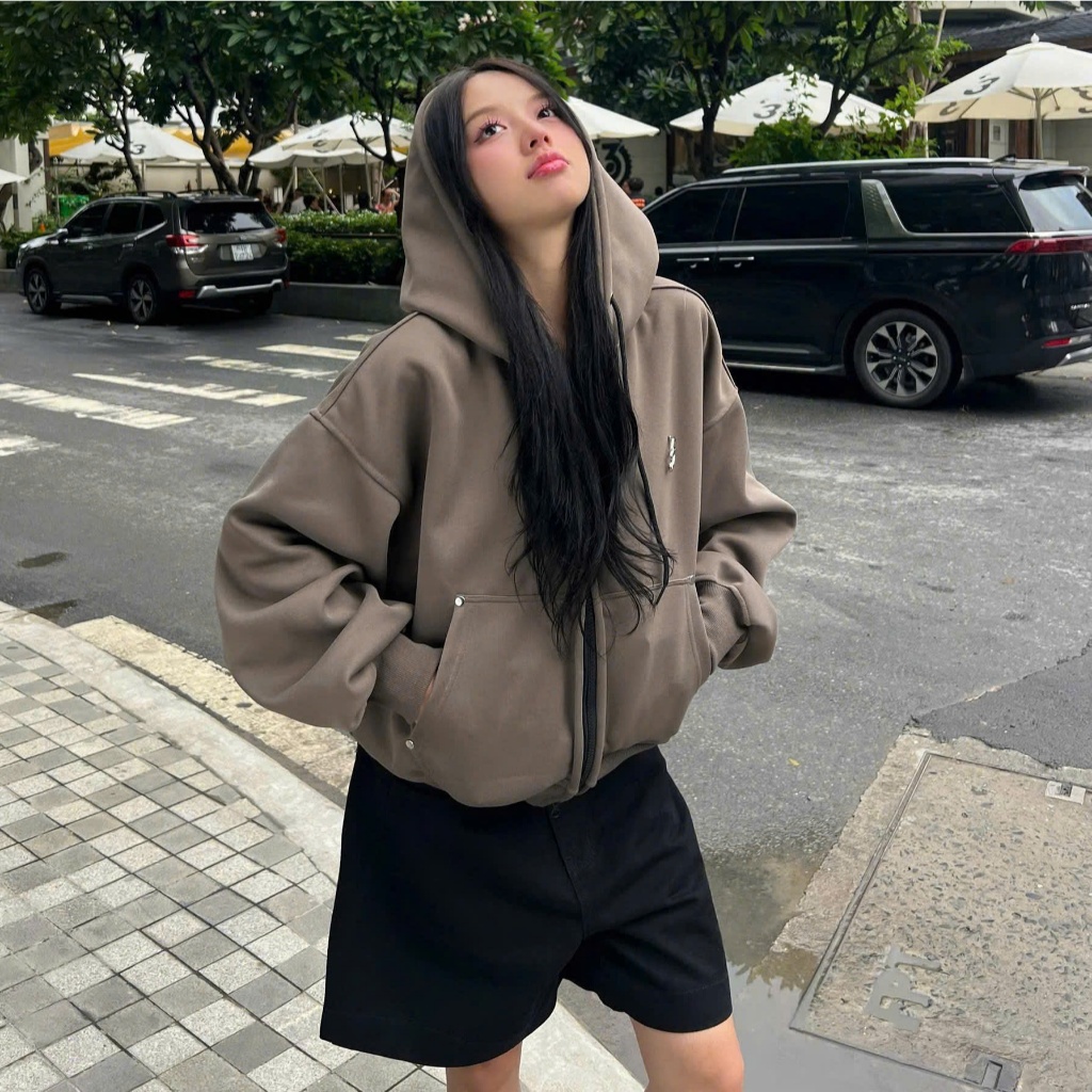 Calem.Club - Áo khoác nỉ Hoodie zip ChillPop chất vải nỉ 2 da có túi trong Boxy form rộng unisex nam nữ -có kèm ghim cài | BigBuy360 - bigbuy360.vn