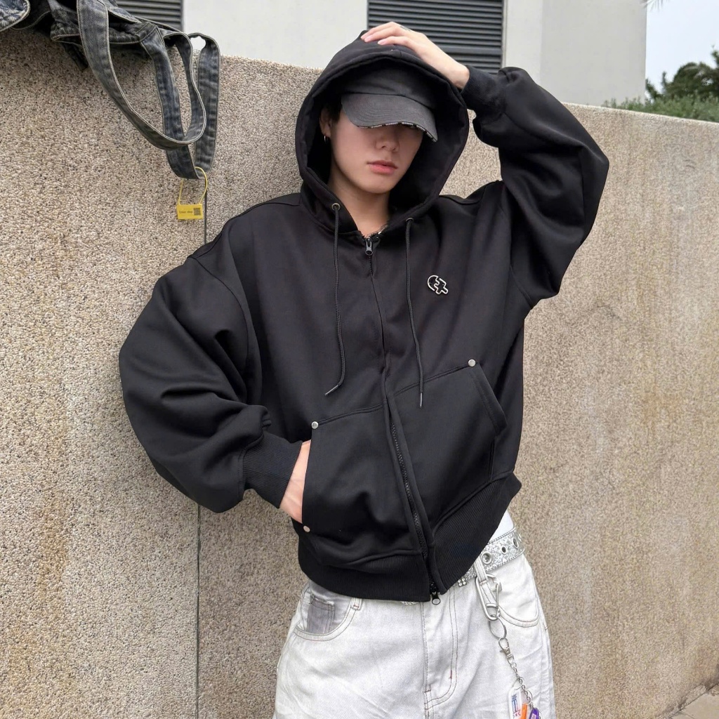 Calem.Club - Áo khoác nỉ Hoodie zip ChillPop chất vải nỉ 2 da có túi trong Boxy form rộng unisex nam nữ -có kèm ghim cài | BigBuy360 - bigbuy360.vn