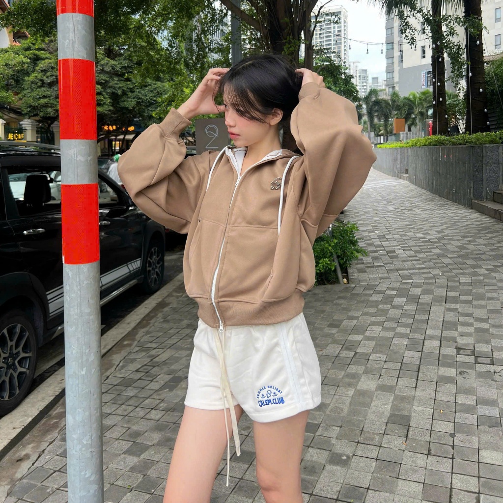 Calem.Club - Áo khoác nỉ Hoodie zip ChillPop chất vải nỉ 2 da có túi trong Boxy form rộng unisex nam nữ -có kèm ghim cài | BigBuy360 - bigbuy360.vn