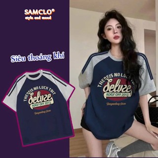 Áo thun raglan CÁ SẤU nam nữ SAM CLO form rộng tay lỡ dáng Unisex phối sọc tay in chữ selvze rdgf of 2013
