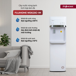 Máy Làm Đá Kèm Cây Nước Nóng Lạnh Nhập Khẩu FUJIHOME WD628C-IM, Cây Nước Tích Hợp 3 Chức Năng Tiện Dụng