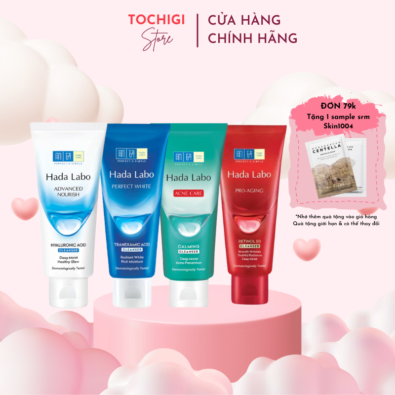 Sữa Rửa Mặt Hada Labo Advanced Nourish / Perfect White / Acne Care / Pro Anti Aging Cleanser 80g