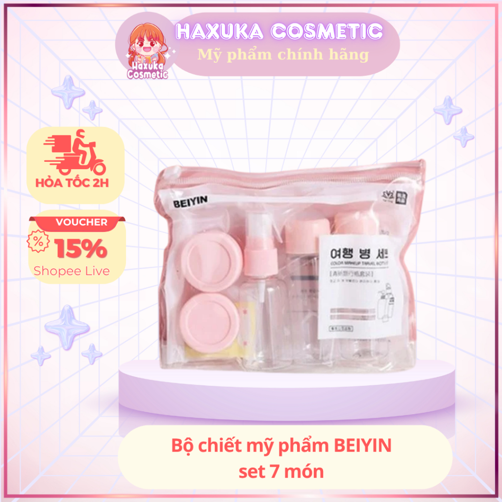 Bộ Chiết Mỹ Phẩm Du Lịch Tiện Lợi Beiyin - Set 7 món