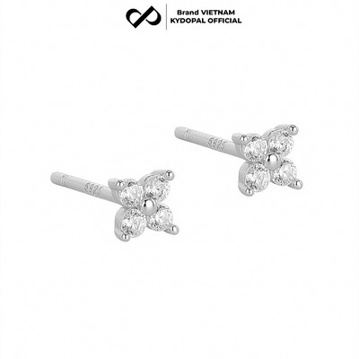 [HCM Hỏa Tốc] Khuyên tai bạc nữ KYDOPAL hoa nhí cá tính đá bốn cánh nhỏ nhắn trang sức bạc - PAL9C2K6