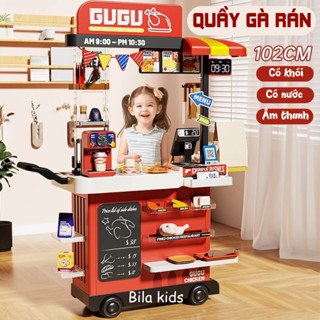 Đồ chơi nấu ăn cho bé quầy siêu thị kích thước lớn 102CM có khói nước âm thanh khi nấu thức ăn đổi màu, đồ chơ cho bé