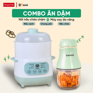 Combo Nồi Nấu Cháo Chậm Và Máy Xay 8 Lưỡi Beemi Cao Cấp Tiện Lợi Cho Bé Ăn Dặm An Toàn Tiện Lợi