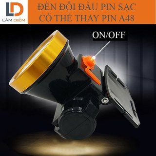 Đèn đội đầu siêu sáng pin sạc có thể thay được kèm theo sạc và thun đeo A48