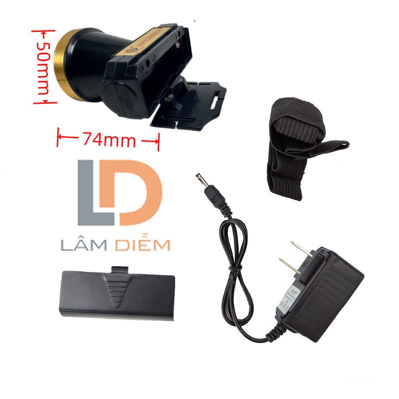 Đèn đội đầu siêu sáng pin sạc có thể thay được kèm theo sạc và thun đeo A48