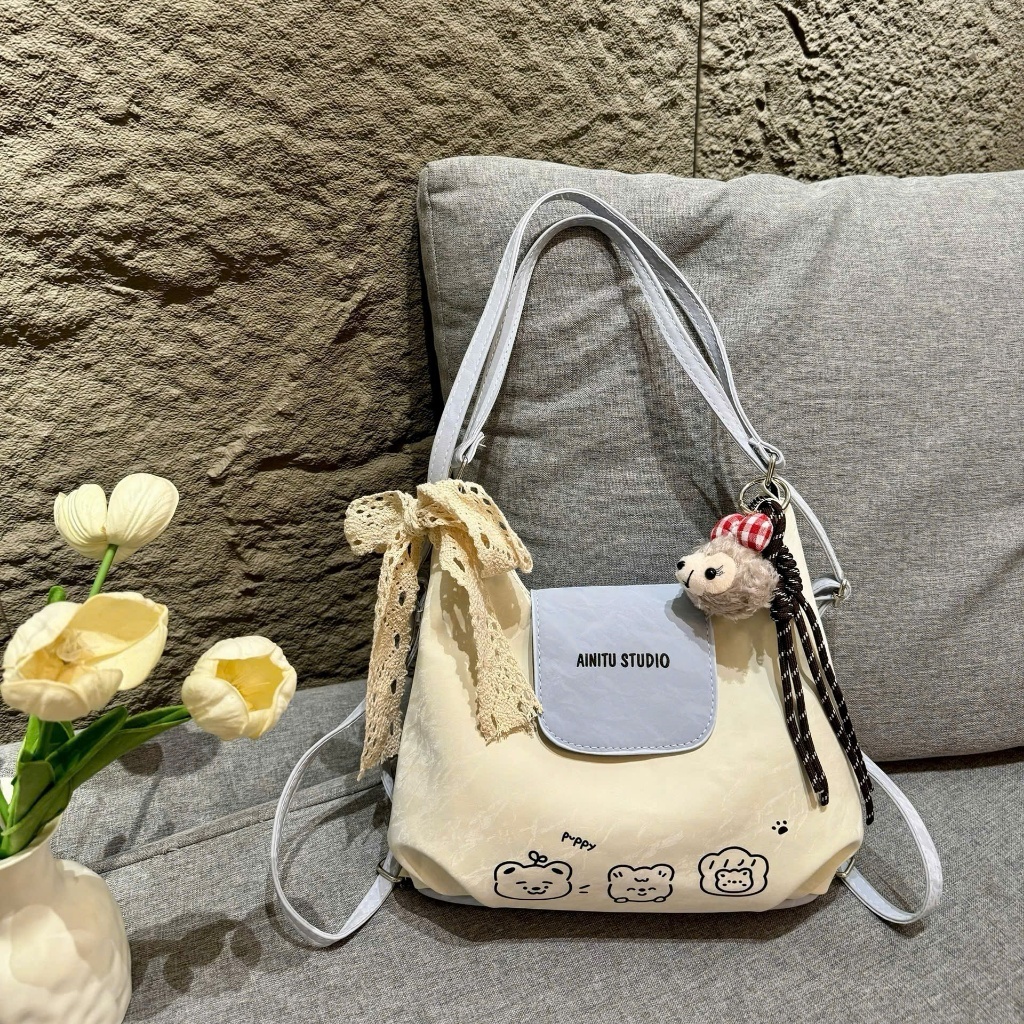 Túi xách Tote nữ họa tiết gấu dễ thương thiết kế trẻ trung phong cách Hàn Quốc,  Balo nhung đa năng thời trang _ TD083 | BigBuy360 - bigbuy360.vn