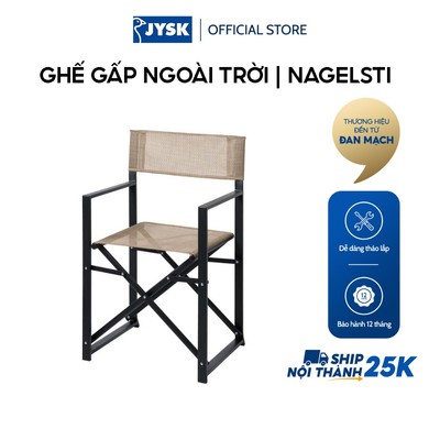 Ghế gấp ngoài trời | NAGELSTI | thép/vải polyester | màu tự nhiên/đen | R45xS47xC90cm