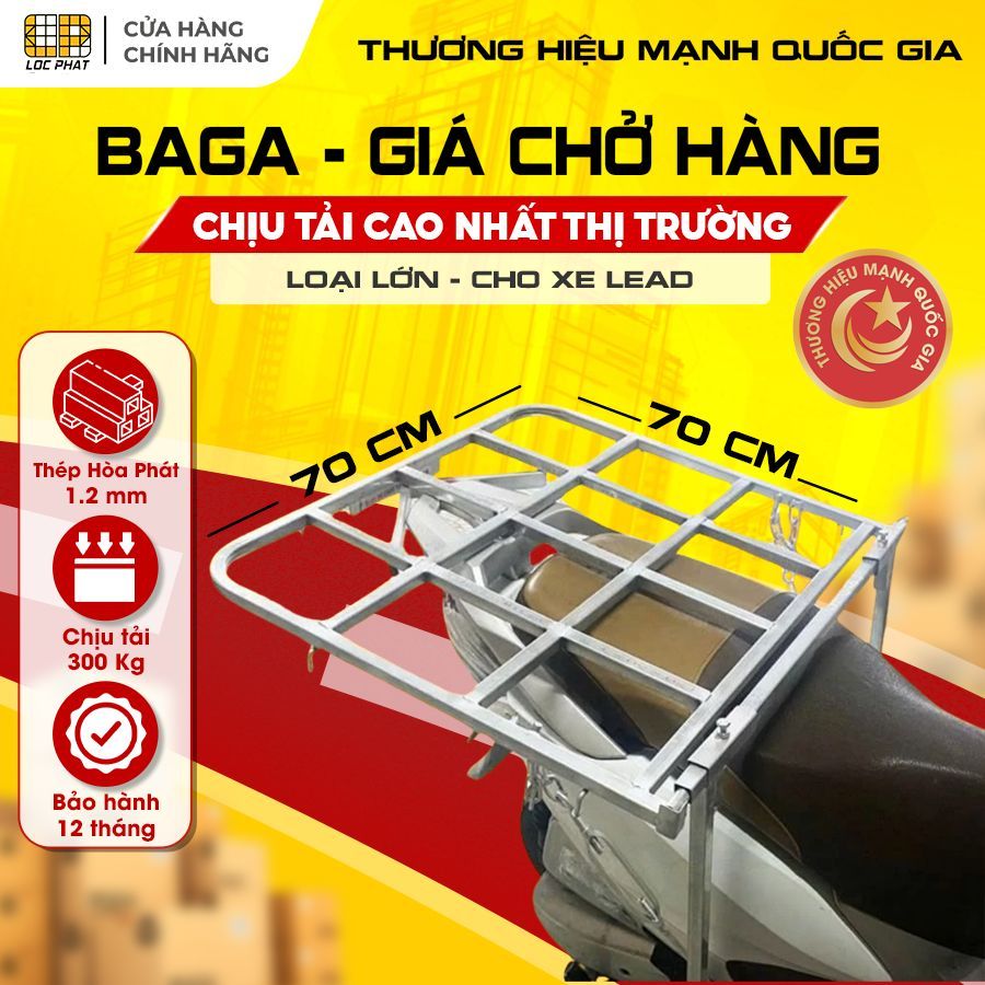 Baga giá chở hàng xe máy Lộc Phát xe Lead, SCR, 70x70cm