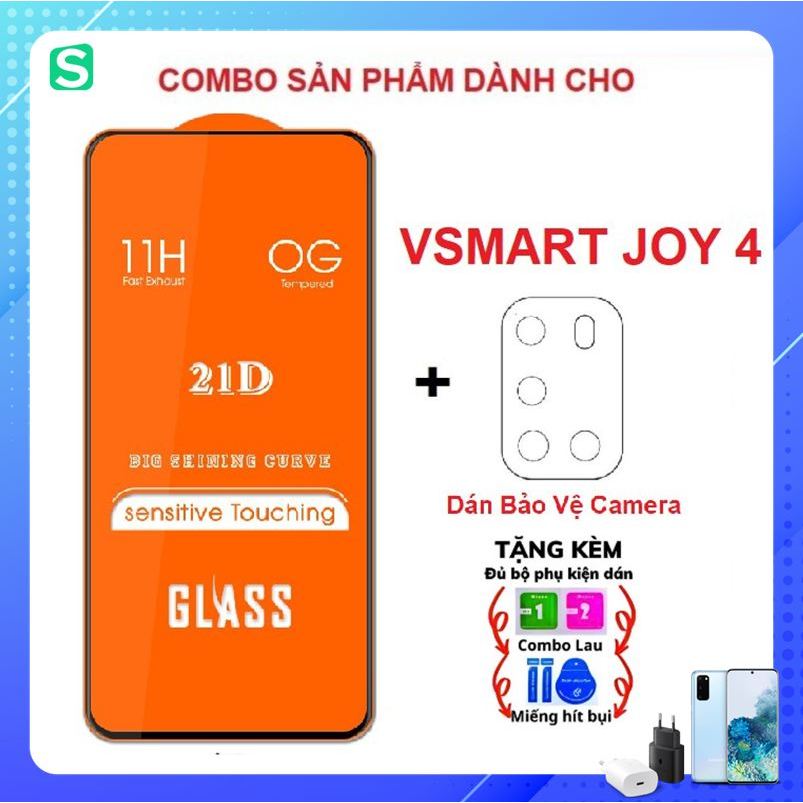 Combo kính cường lực vsmart joy 4 full màn hình + dán bảo vệ camera cho vsmart joy 4