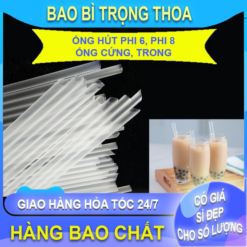 Ống hút phi 6 và phi 8 trắng trong( 500g 1 gói), ỐNG CỨNG, TRONG