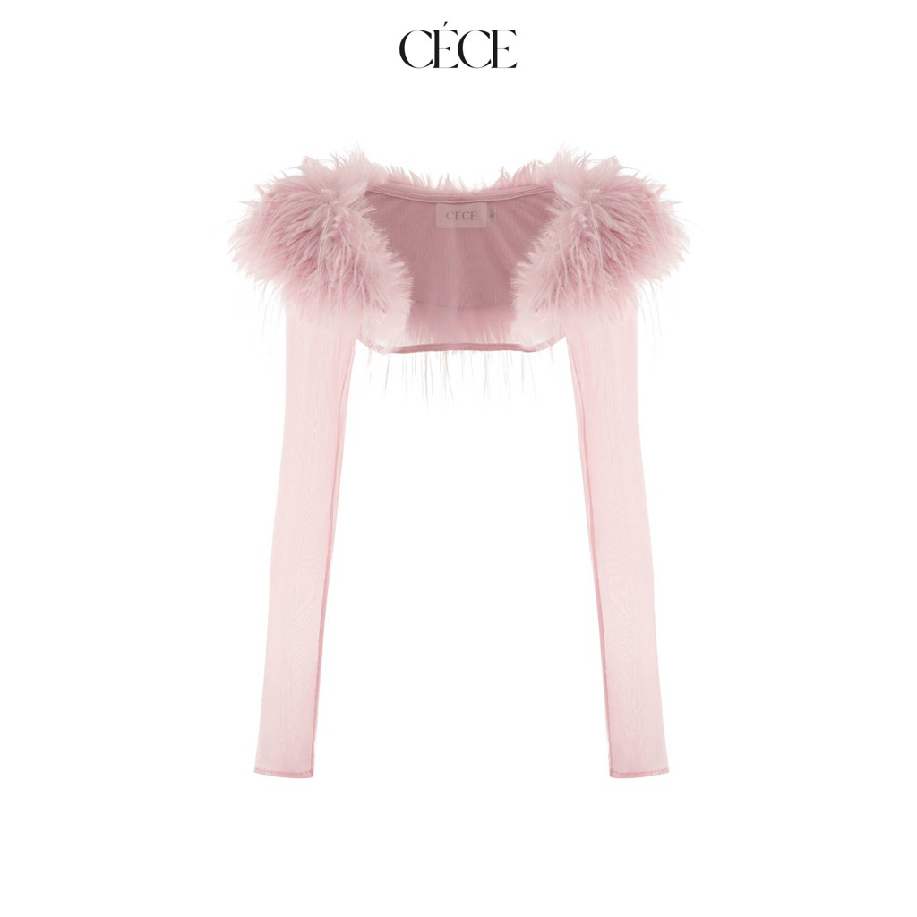 BUNNY JACKET - Áo khoác lông phối lưới fom croptop