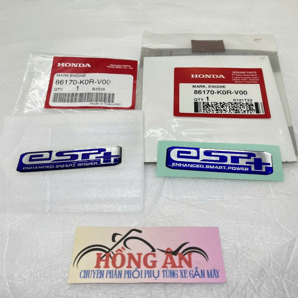 Tem ESP+ xanh - Tem logo chữ nổi ESP mới dán pô e Vario 160, PCX 160, ADV 160 _ 86170-K0R-V00