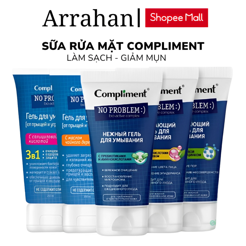Sữa Rửa Mặt Compliment No Problem Giúp Ngăn Ngừa Mụn Và Làm Sạch Sâu 200ml