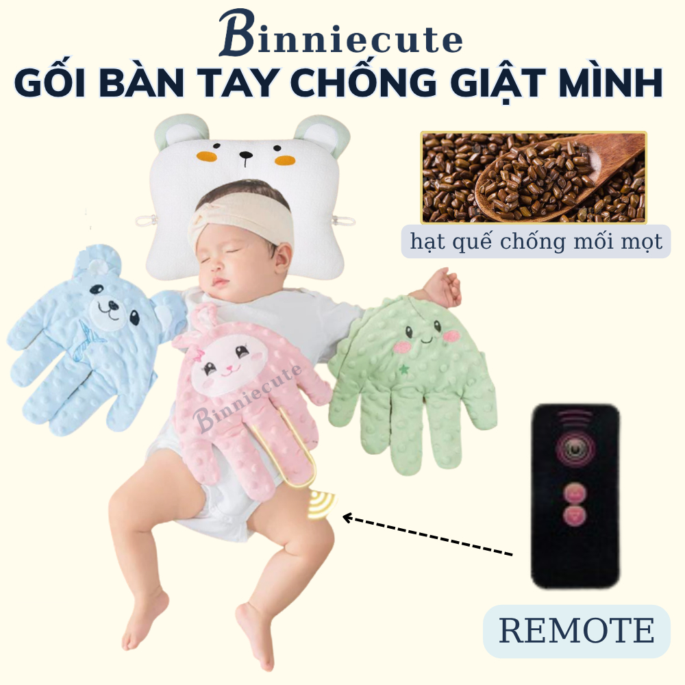 Gối bàn tay vỗ bé ngủ chống giật mình Binniecute - giúp bé ngủ ngon - kích thước 24x25cm