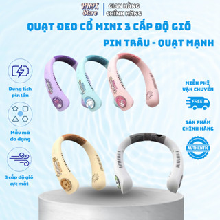  Quạt Đeo Cổ Mini 3 Cấp Độ Gió Hình Thú Dễ Thương Pin Trâu 1800mAh Quạt Sạc USB Tiện Lợi Mùa Hè 