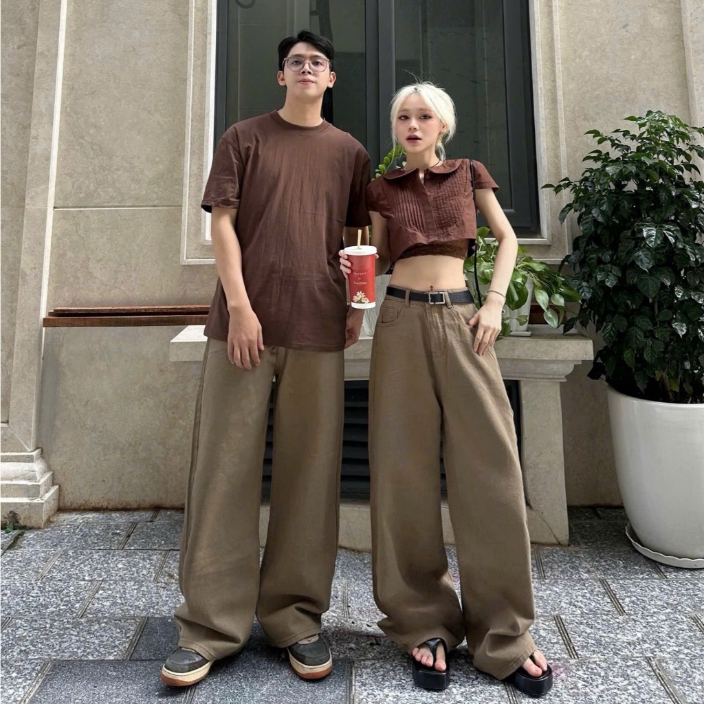 Quần Jeans Dài Trơn COTTTON NQ30 Ống Rộng Cạp Cao Tôn Dáng Nam Nữ Unisex (KHÔNG XÙ LÔNG) | BigBuy360 - bigbuy360.vn