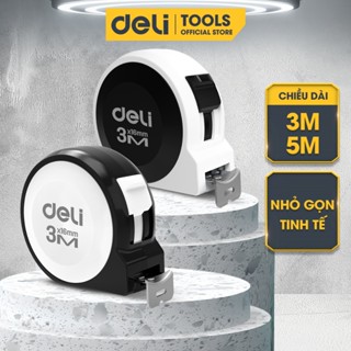 Thước Cuộn Dây Thép 3M/5M Deli Nhỏ Gọn, Vỏ Nhựa ABS Chống Tác Động Tốt, 2 Màu Trắng Đen Tinh Tế