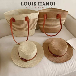 Combo MŨ+TÚI Đi Biển Hot Trend, Túi Cói Vintage Có Khóa Kéo, Sang Chảnh Phong Cách Trẻ Trung T16M01