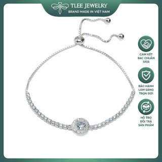 Lắc tay bạc TLEE dây rút đá tròn đính đá viền lấp lánh Tlee Jewelry LT0201 (LIVE)