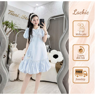  Váy bầu dáng suông babydoll sọc xanh cổ sen Thiết kế Lachic V86 