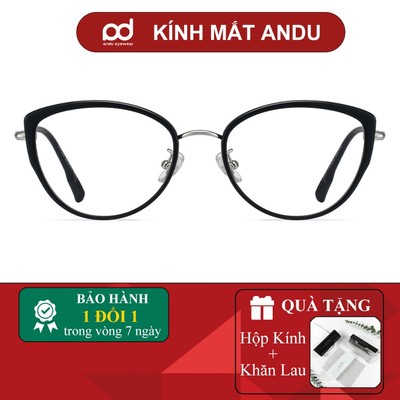 Gọng kính cận thời trang nữ ANDU EYEWEAR dáng mắt mèo cá tính thời thượng TITAN cao cấp 5740