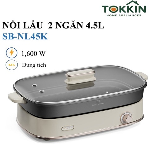 Nồi lẩu Bear SB-NL45K (220V ~ 50Hz,  4.5L, 1600 W ) - Hàng chính hãng