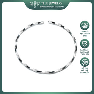  Lắc tay bạc TLEE kiềng cứng dáng xoắn sáng bóng basic TLEE JEWELRY LT0132 