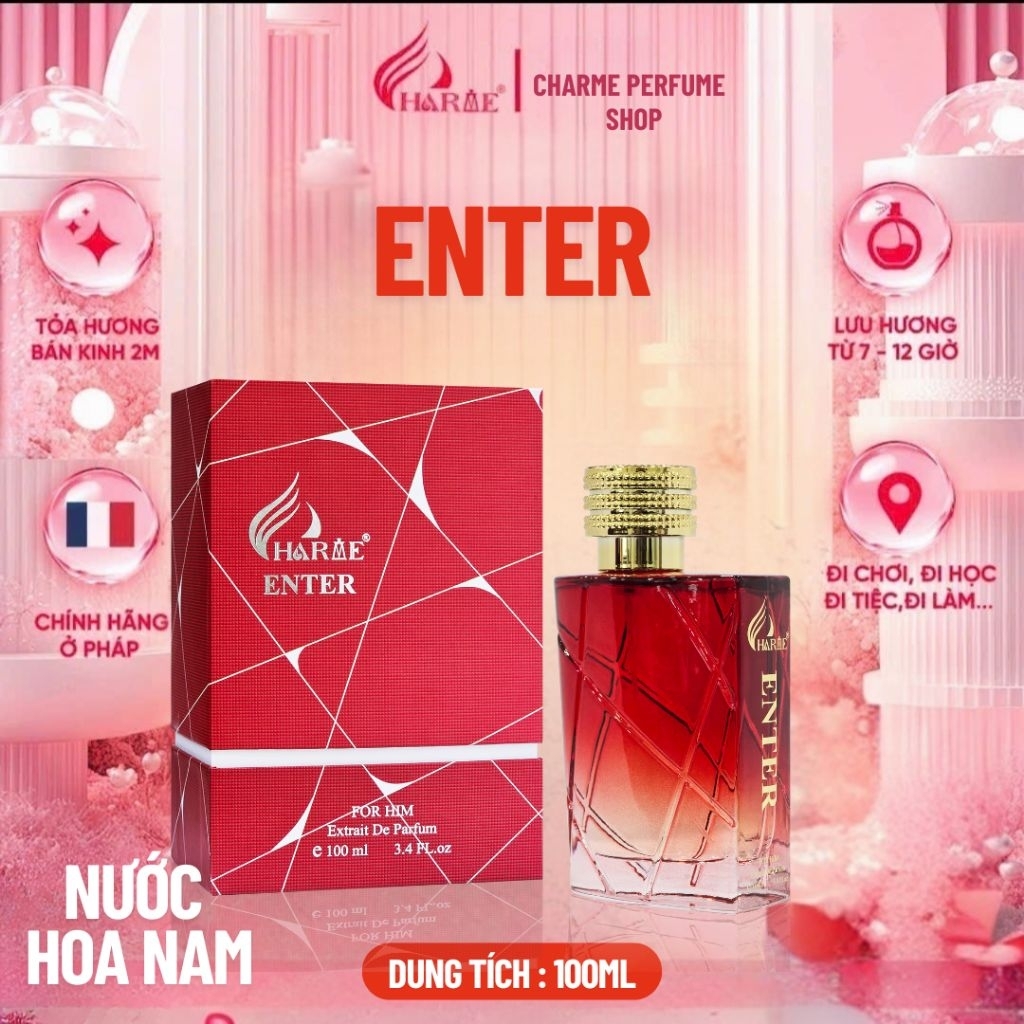 NƯỚC HOA CHARME  ENTER MẪU MỚI 2024 - NƯỚC HOA CHARME PERFUME CHÍNH HÃNG