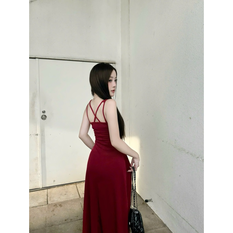 Đầm Body Nữ 2 Dây Bản To Có Mút Ngực Cổ Vuông Dây Chéo Lưng, Đầm Nữ Dáng Dài ( có Bigsize) đầm nữ 33 | BigBuy360 - bigbuy360.vn