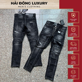  Quần Jean DSQ Xám Khói Bản Ống Biker Bo Vá Rách Gối Siêu Đẹp,Chuẩn Hàng Loại 1 Đầy Đủ Tag Mác Fom Ôm Chân Nét Keng 