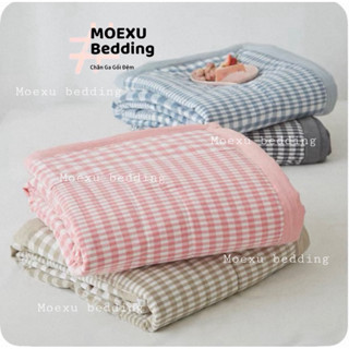 Chăn hè kẻ bông sơ đậu nành mền cotton đũi kích thước 1m8x2m chất thoáng mát bền màu hàng xưởng viền to